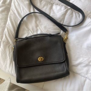 Vintage Coach Black Leather Bag
